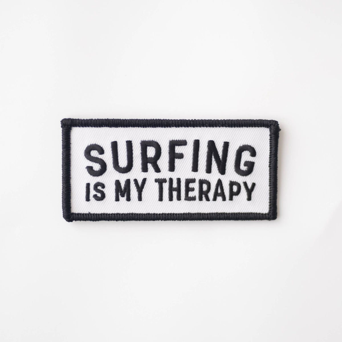 SURFING IS MY THERAPY Decorative Iron On Embroidered Patch | Union Made