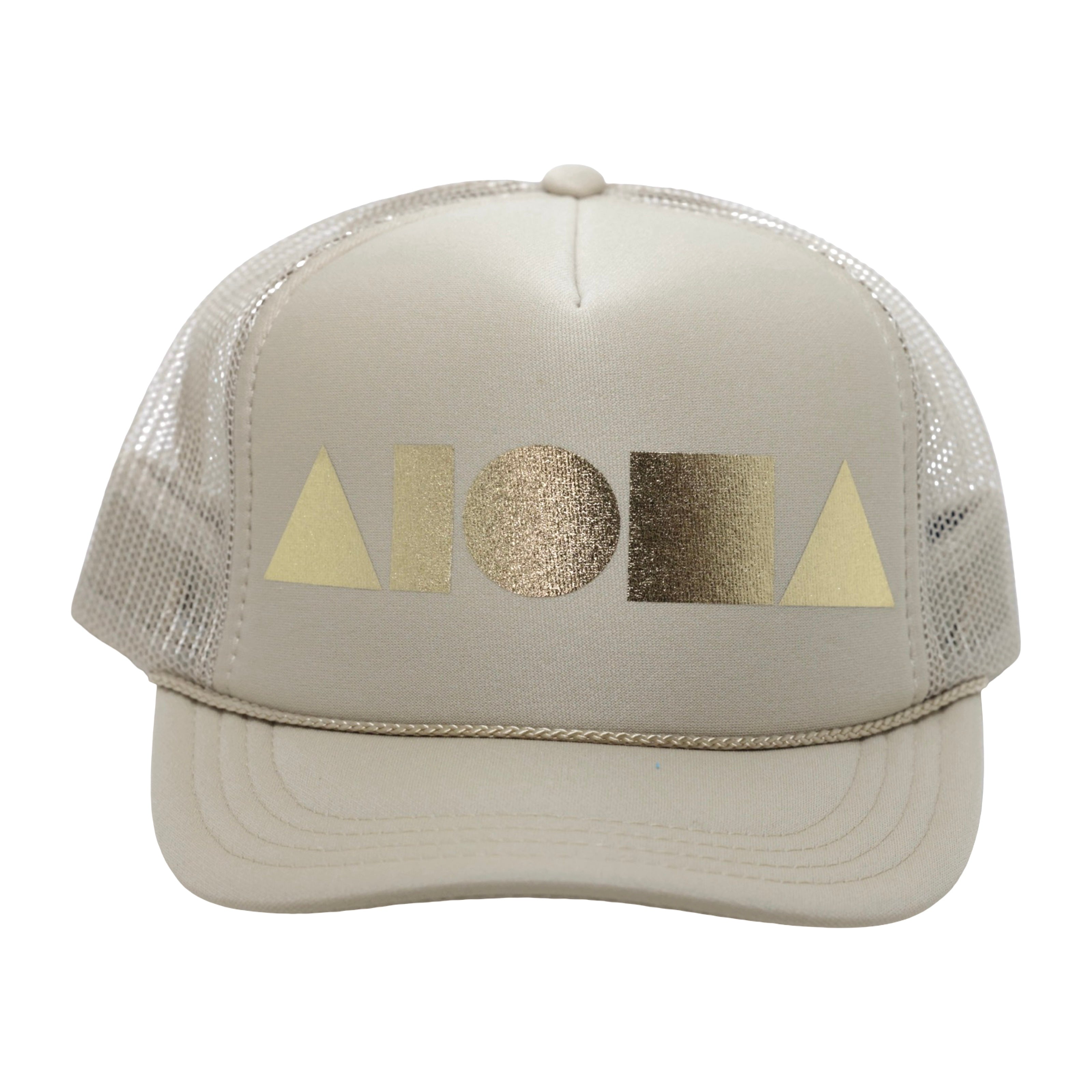 ALOHA SHAPES Tan Gold Youth Trucker
