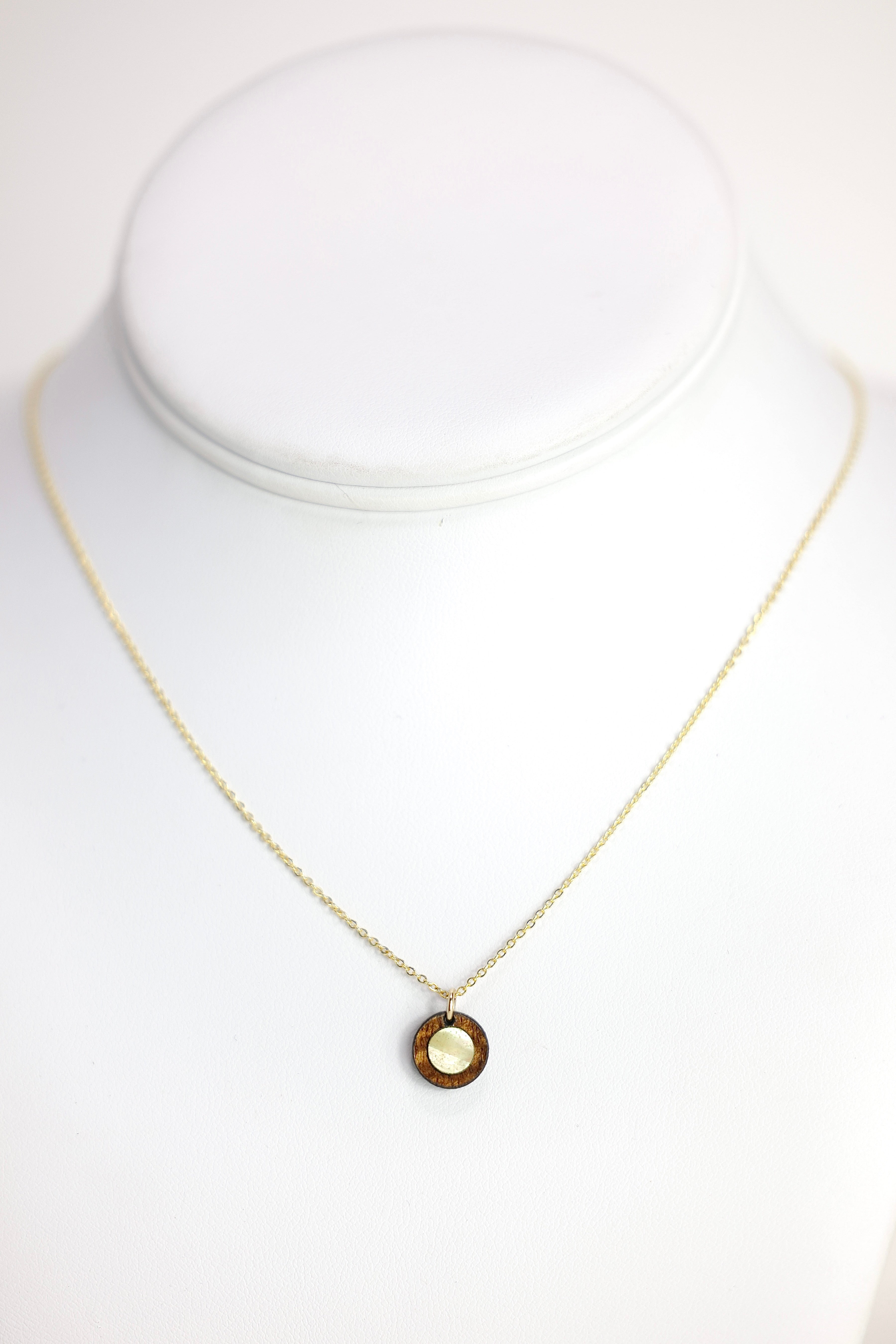 KOA Wood Liliʻi Mother of Pearl Circle 16” Necklace