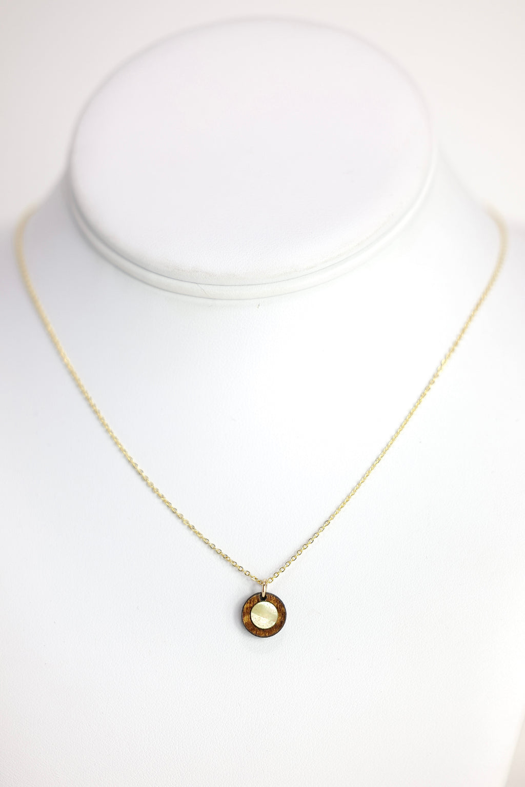 LILI'I Koa Wood/Mother of Pearl Gold 16” Necklace