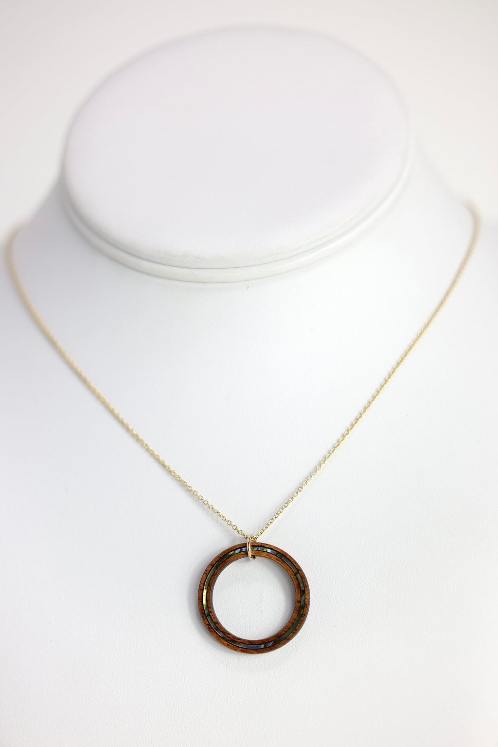'OLI Koa Wood/Abalone Gold 18” Necklace