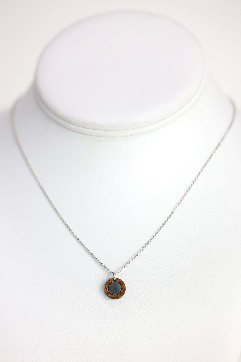 LILI'I Koa Wood/Abalone Silver 16” Necklace