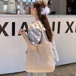Crochet Knit Beach Bag - Khaki