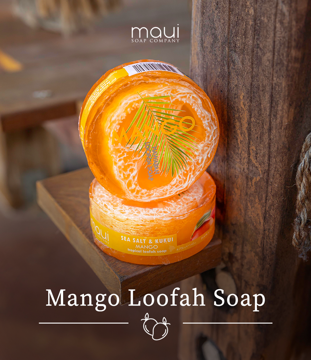 MANGO Sea Salt & Kukui Exfoliating Loofah Soap