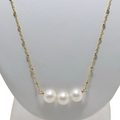 3 WHITE EDISON Pearl 20" 14K Gold Fill Necklace