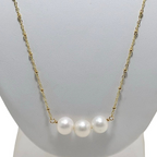 3 WHITE EDISON Pearl 20" 14K Gold Fill Necklace
