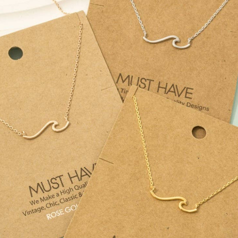 NALU Wave Pendant Plated Necklace