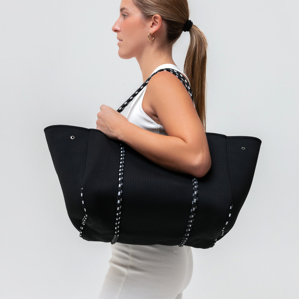 BLACK Basic Everyday Tote Bag | Neoprene & Waterproof