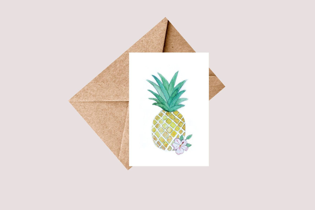 ALOHA PINEAPPLE Blank Watercolor Greeting Card | Sierra Rehrer Designs