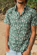 PESCADO Green Short Sleeve Button Down Shirt