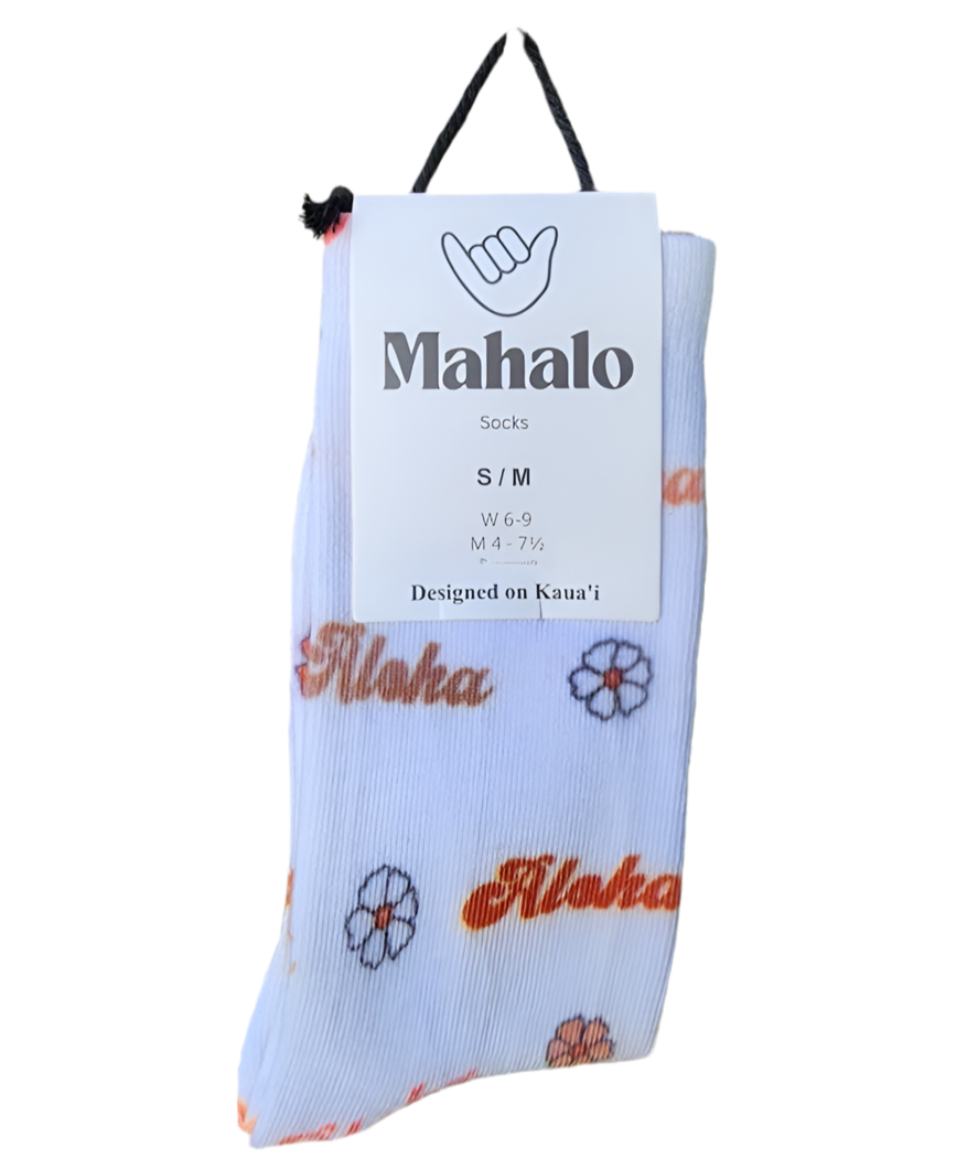 Aloha Flower Socks - Tropical Socks - S/M