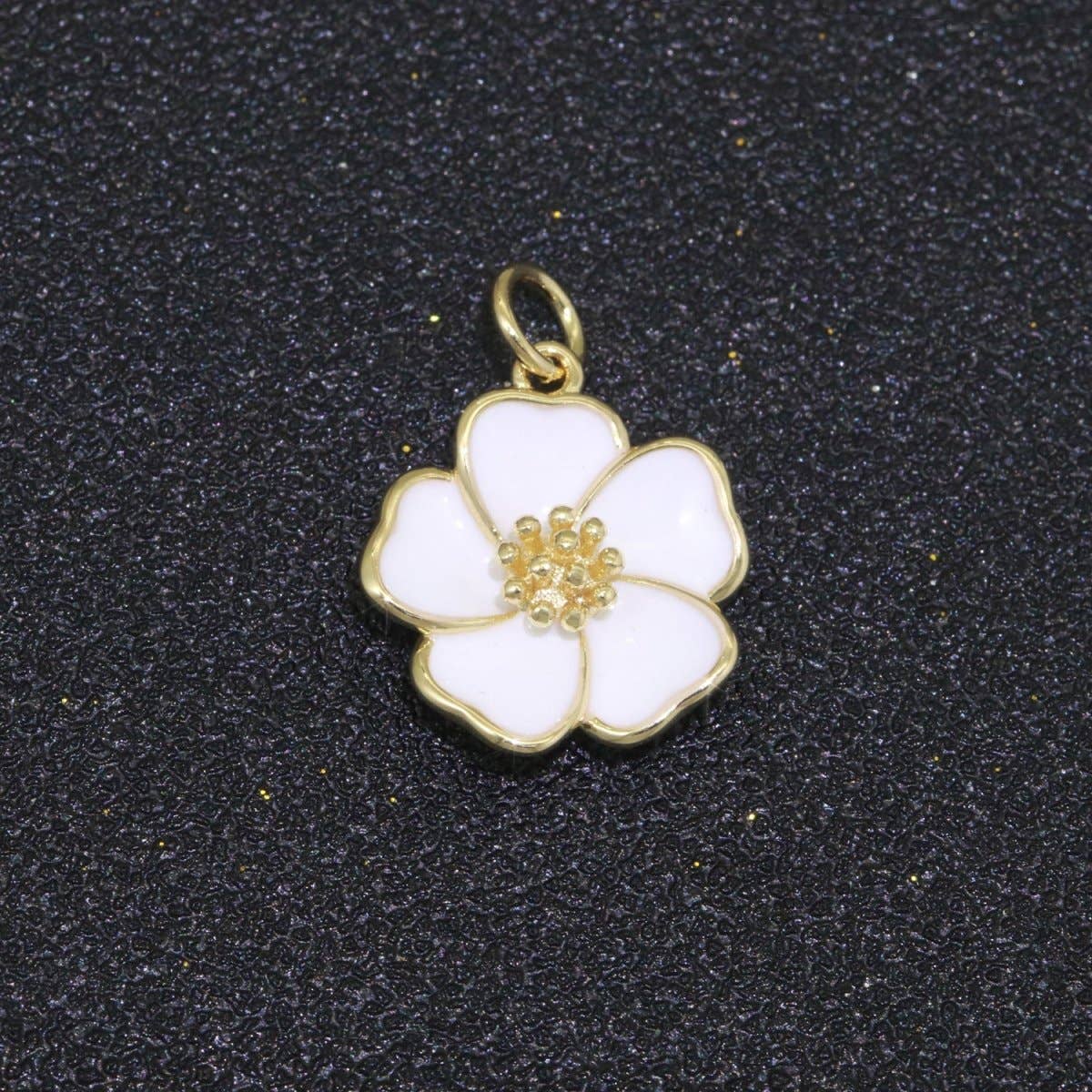 HIBISCUS 14k Gold Fill White Flower Charm Pendant