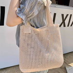 Crochet Knit Beach Bag - Khaki