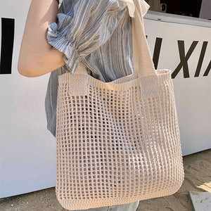 Crochet Knit Beach Bag - Khaki