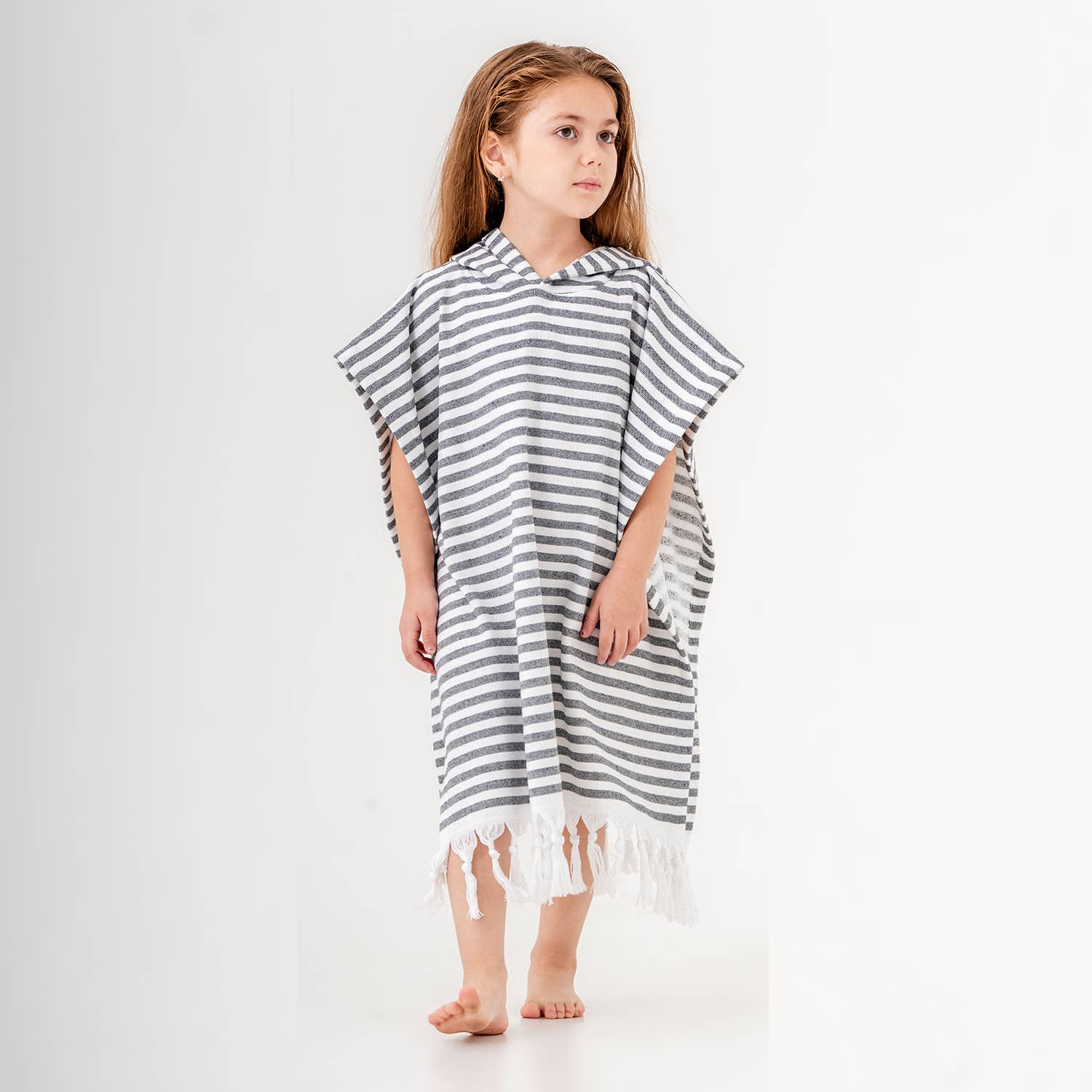 GREY STRIPE Kids Surf Poncho