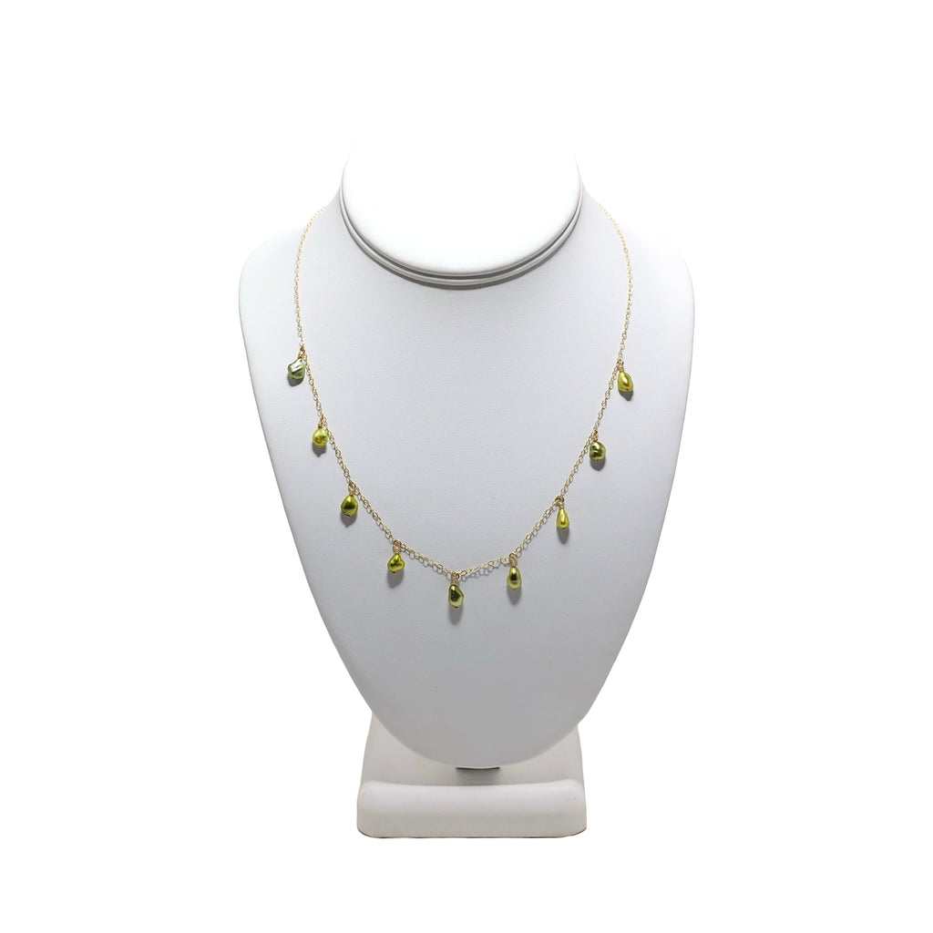 9 PISTACHIO TAHITIAN KESHI Pearl 19" 14K Gold Fill Necklace