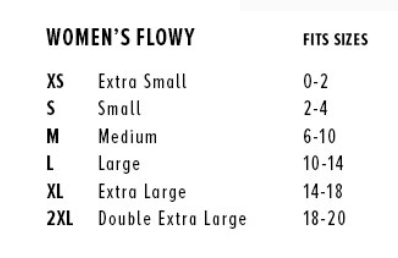 womens tops size chart