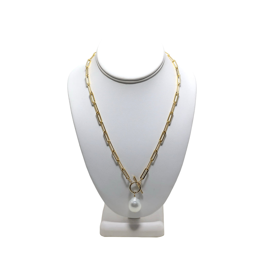 Single WHITE SOUTH SEA Pearl 18" 14K Gold Fill Necklace