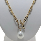 Single WHITE SOUTH SEA Pearl 18" 14K Gold Fill Necklace