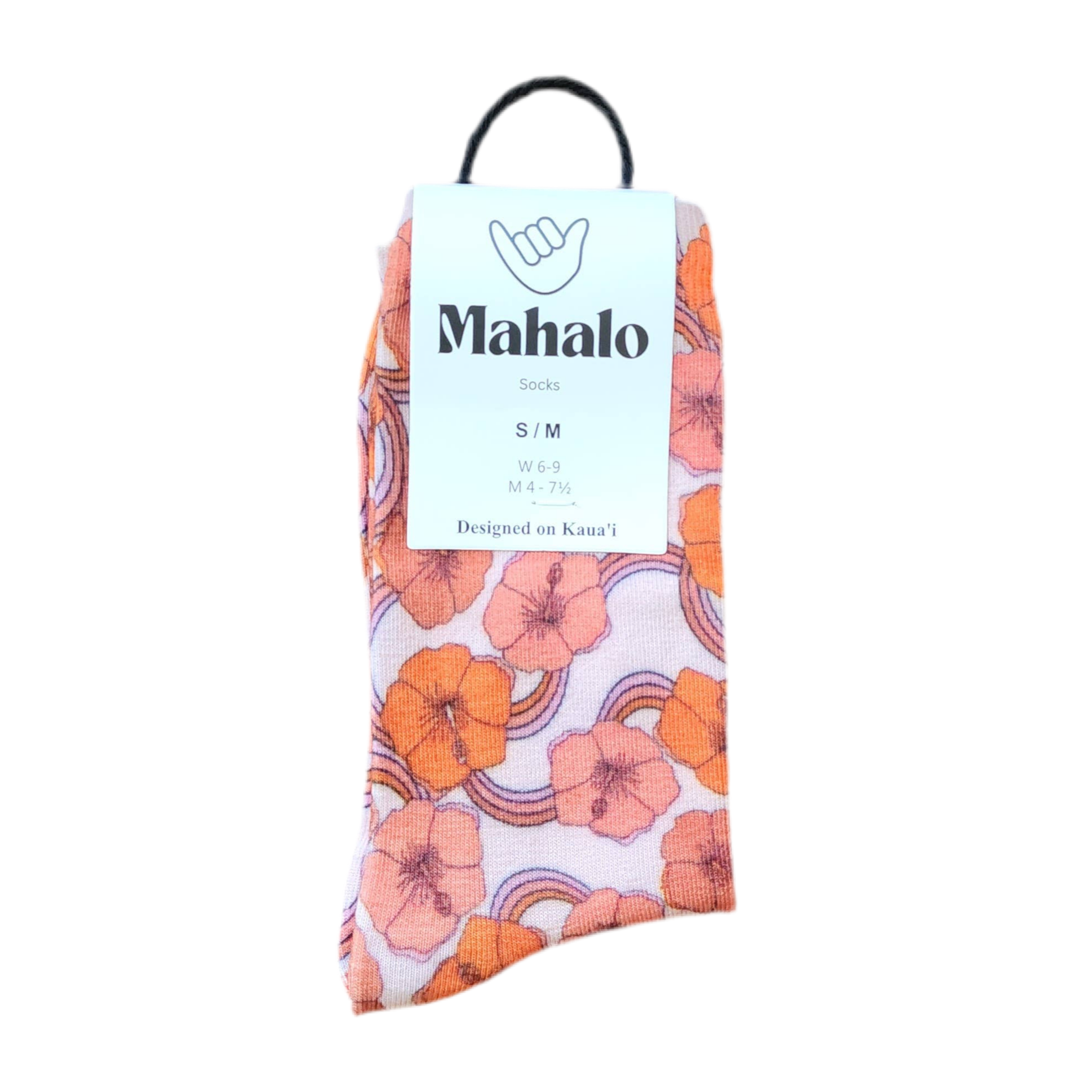 ORANGE HIBISCUS Socks S/M