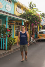 MAUKA TO MAKAI Navy Unisex Tank | Cotton
