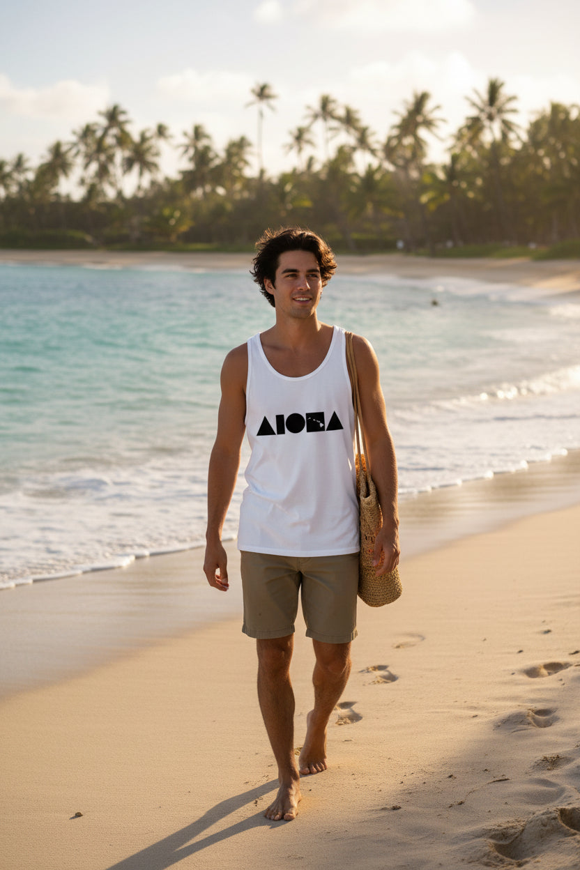 ISLAND SHAPES White Unisex Tank | Cotton