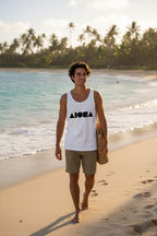 ISLAND SHAPES White Unisex Tank | Cotton