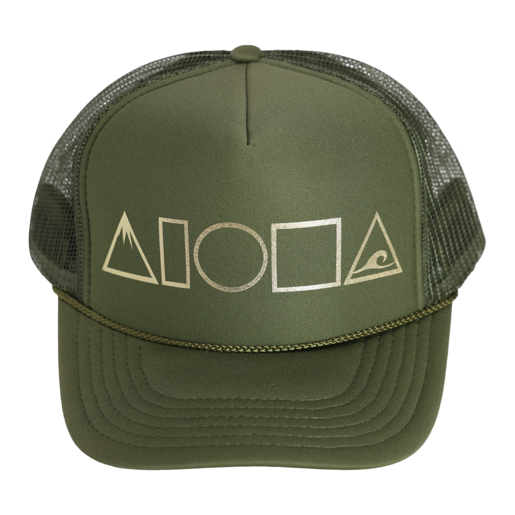 MAUKA TO MAKAI Army Green/Gold Adult Trucker