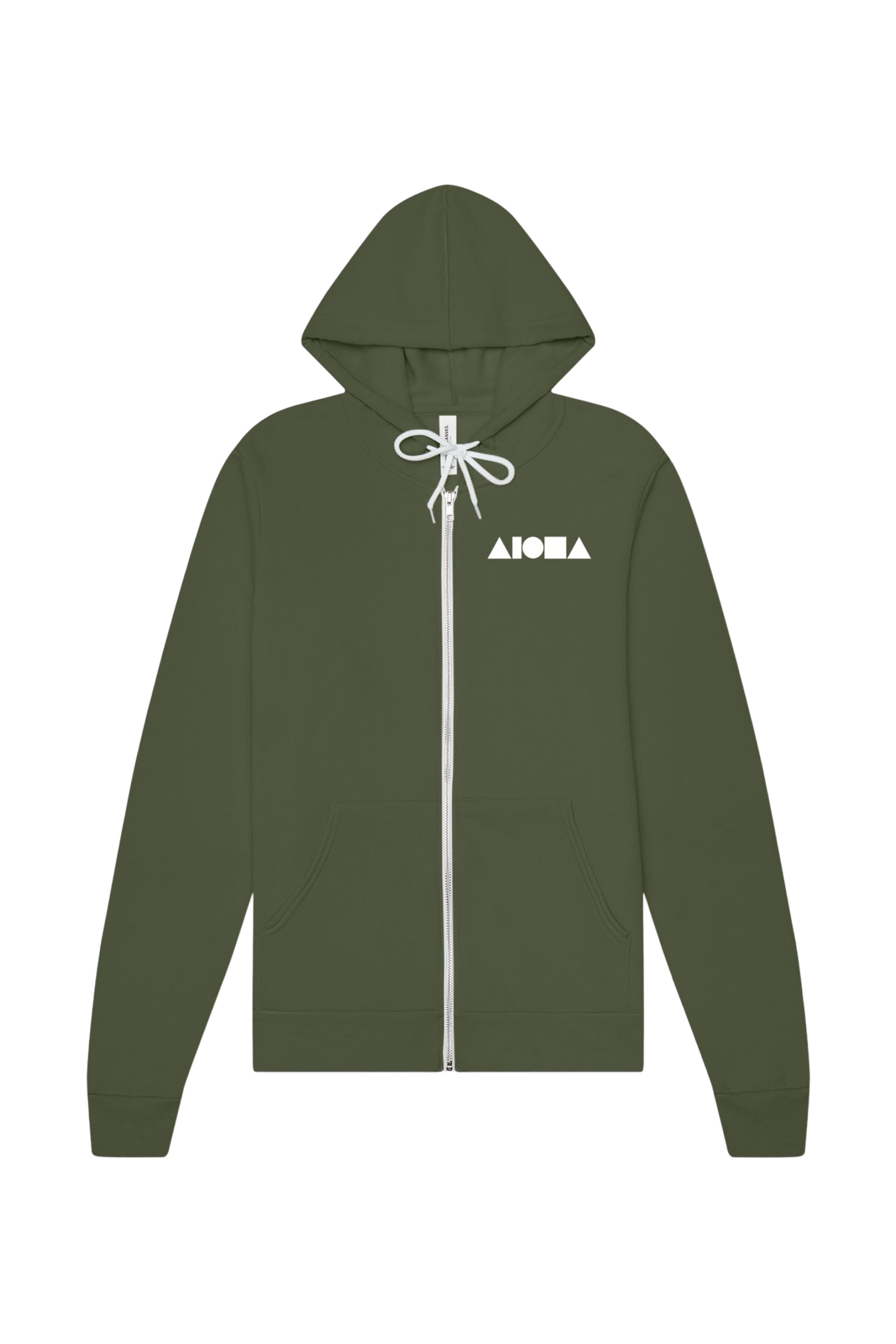 ALOHA SHAPES Military Green Unisex Zip-up Hoodie