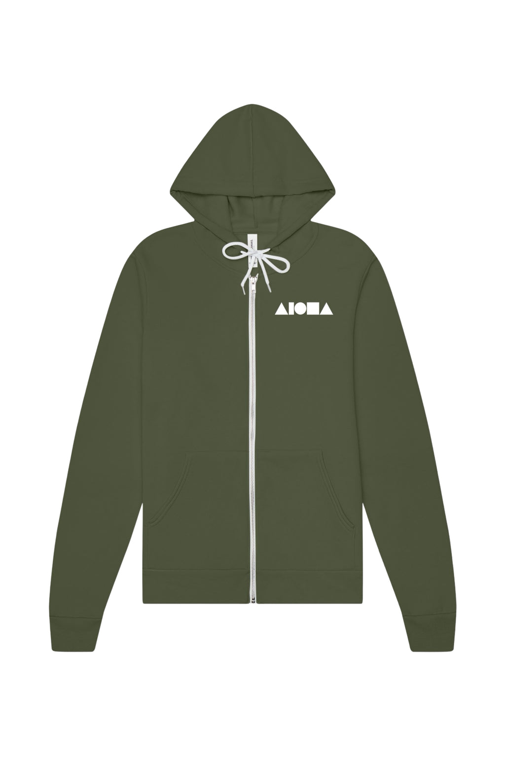 ALOHA SHAPES Military Green Unisex Zip-up Hoodie