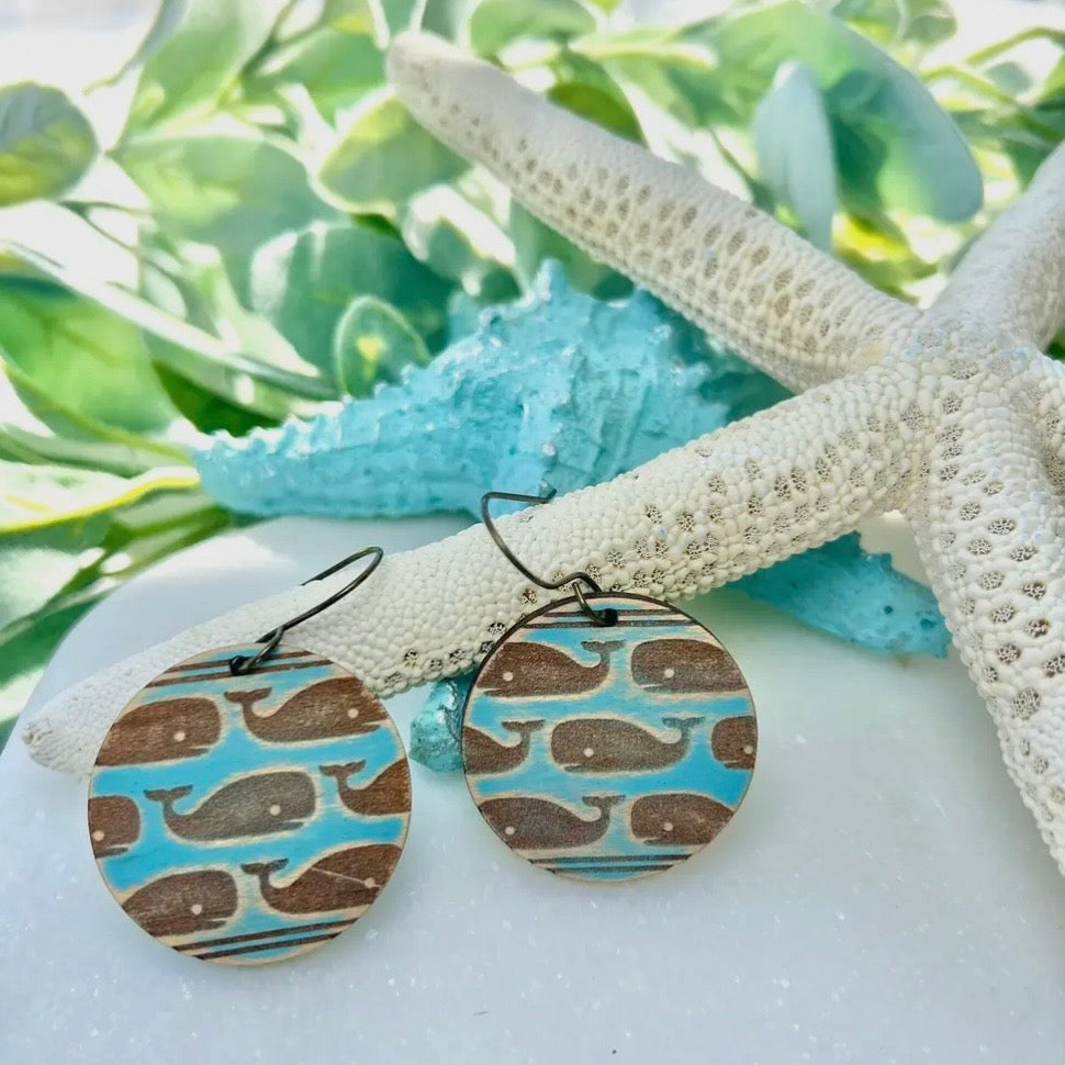 WHALE Wood Earrings