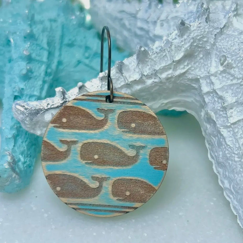 WHALE Wood Earrings