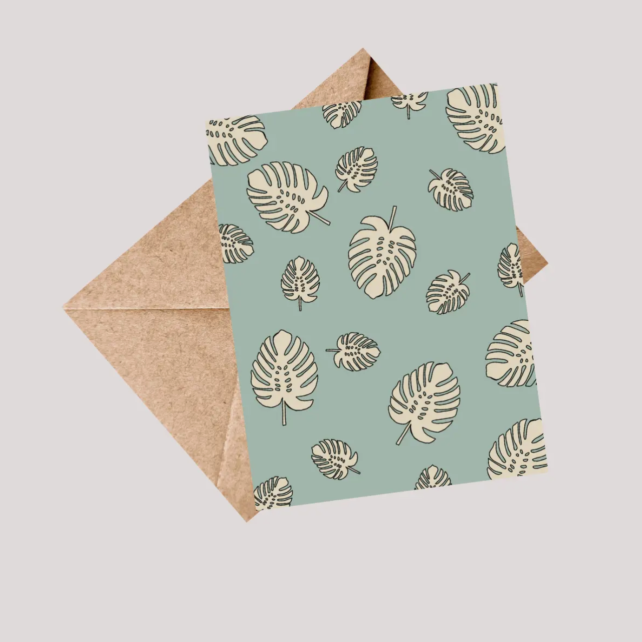 BLUE MONSTERA Greeting Card