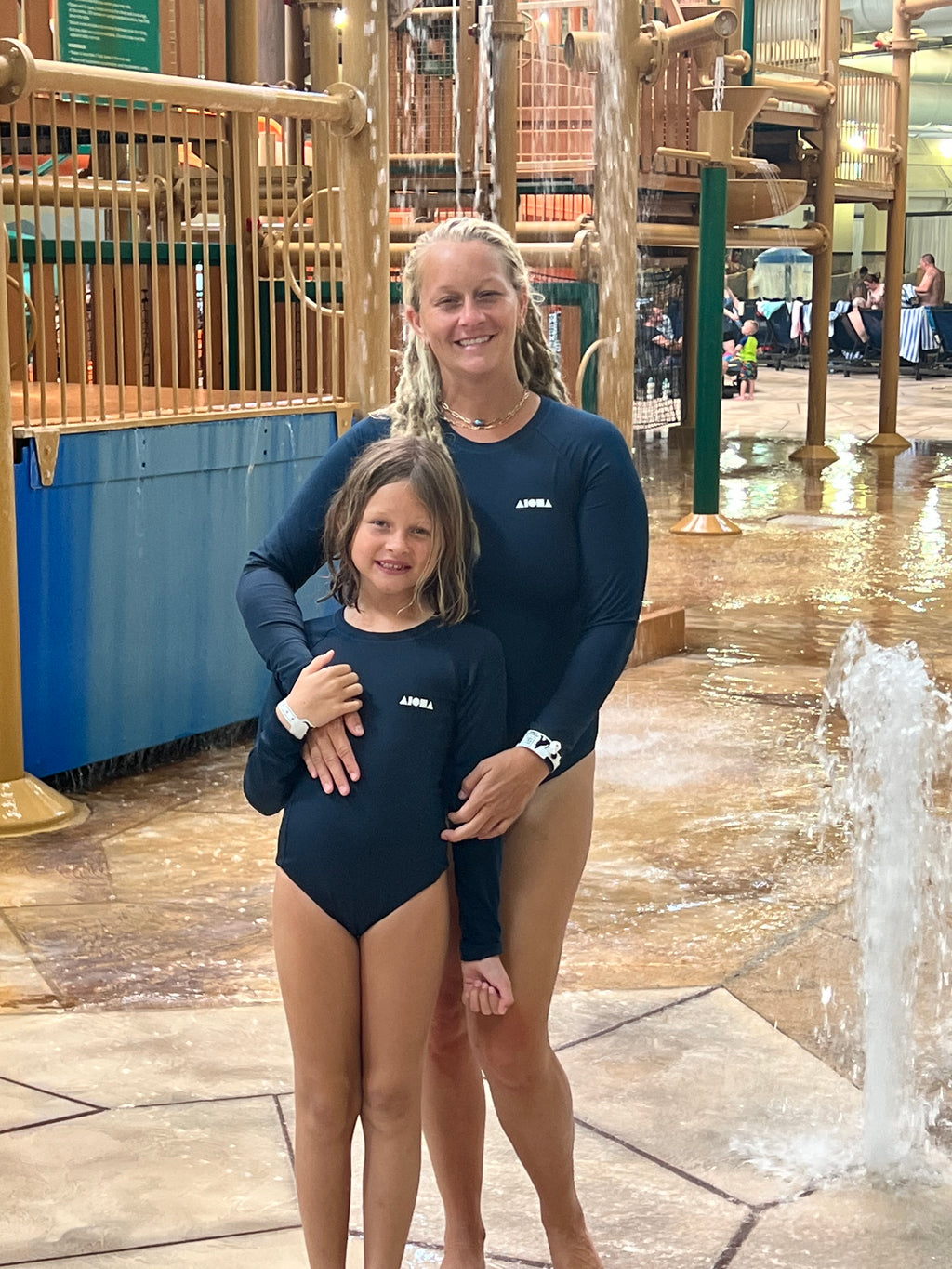 BROOKE Navy Blue Girls Rash Guard Bodysuit