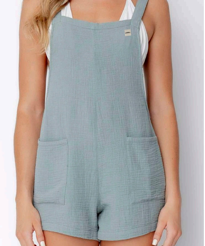 HAILEY Seafoam Cotton Beach Romper