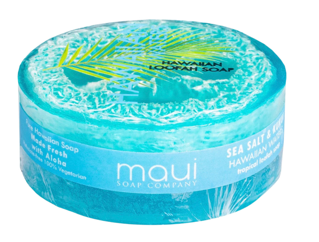 HAWAIIAN WATERS Sea Salt & Kukui Exfoliating Loofah Soap