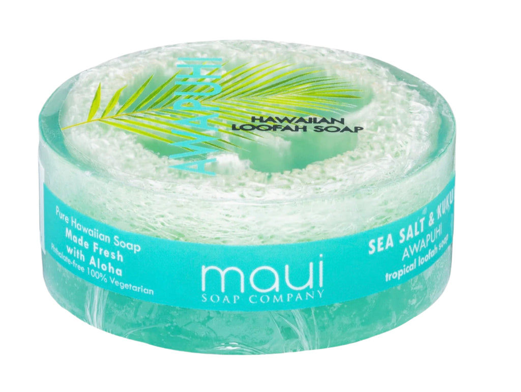 AWAPUHI Sea Salt & Kukui Exfoliating Loofah Soap