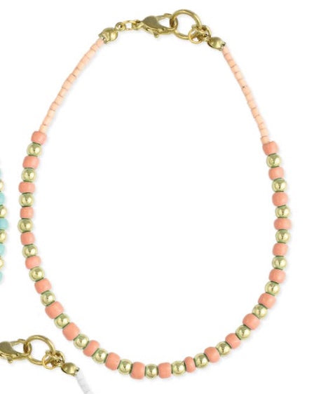 Soft Sophistication Gold & Pastel Bead Anklet