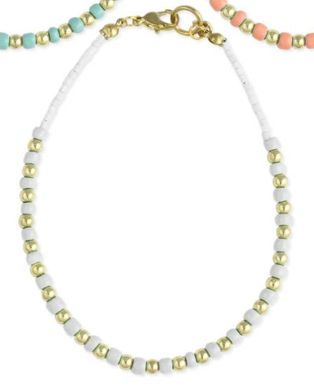 Soft Sophistication Gold & Pastel Bead Anklet