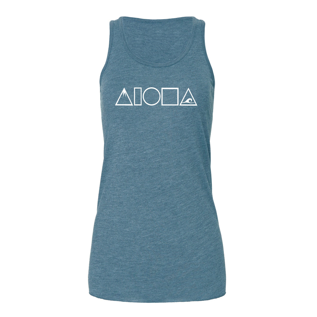 MAUKA TO MAKAI Racer Heather Blue Tank