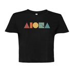 ISLAND SHAPES Retro Rainbow Flowy Crop Tee
