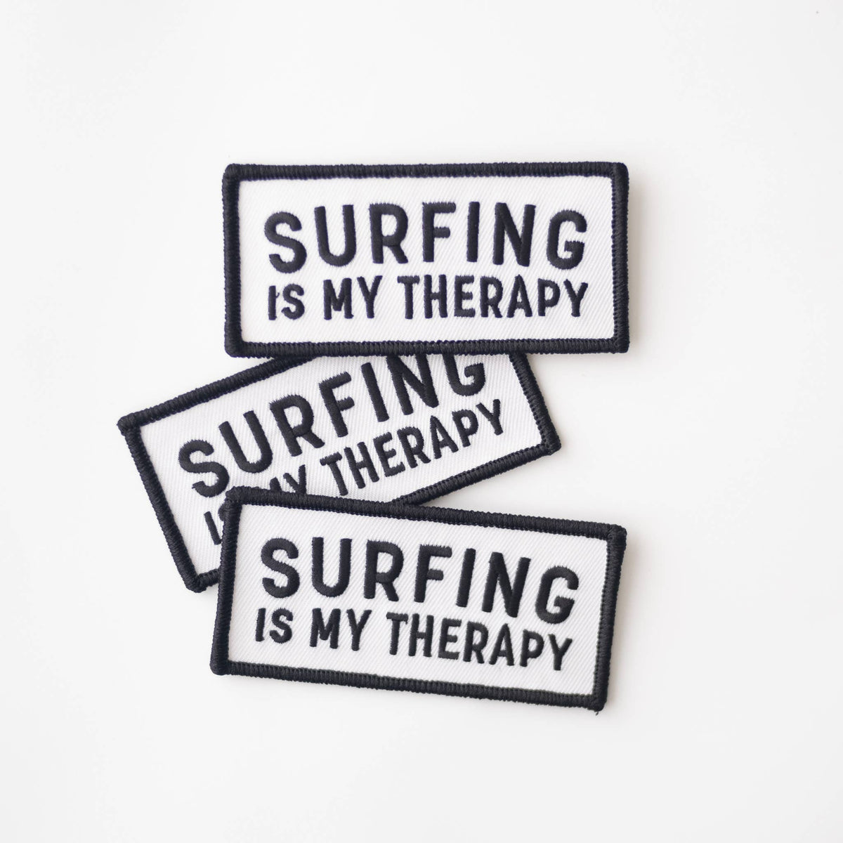 SURFING IS MY THERAPY Decorative Iron On Embroidered Patch | Union Made