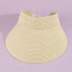 RAFFIA Woven Straw Open Top Sun Visor