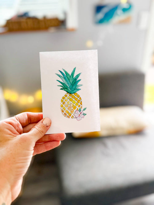 ALOHA PINEAPPLE Blank Watercolor Greeting Card | Sierra Rehrer Designs