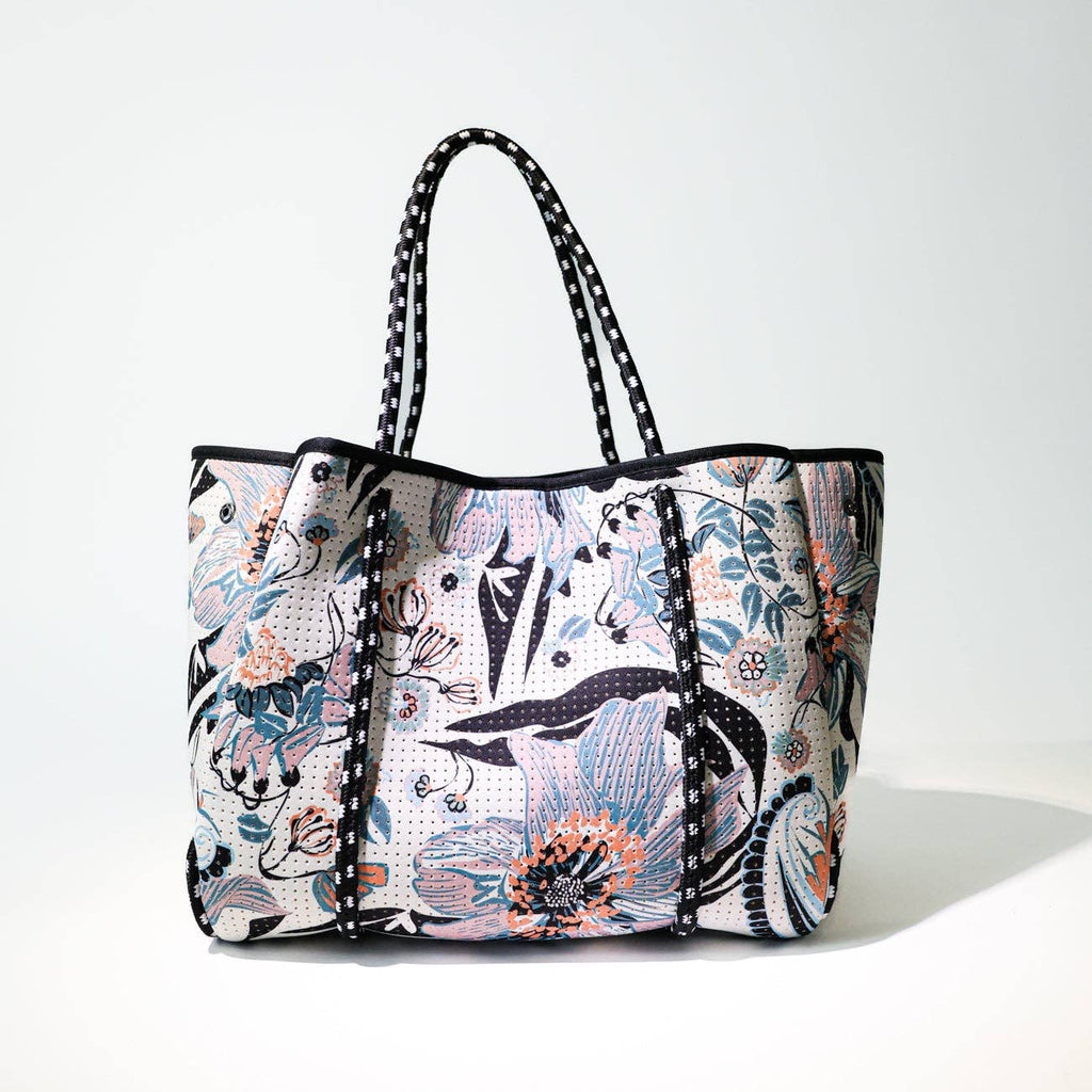 WHITE FLOWERS Print Everyday Tote Bag | Neoprene & Waterproof