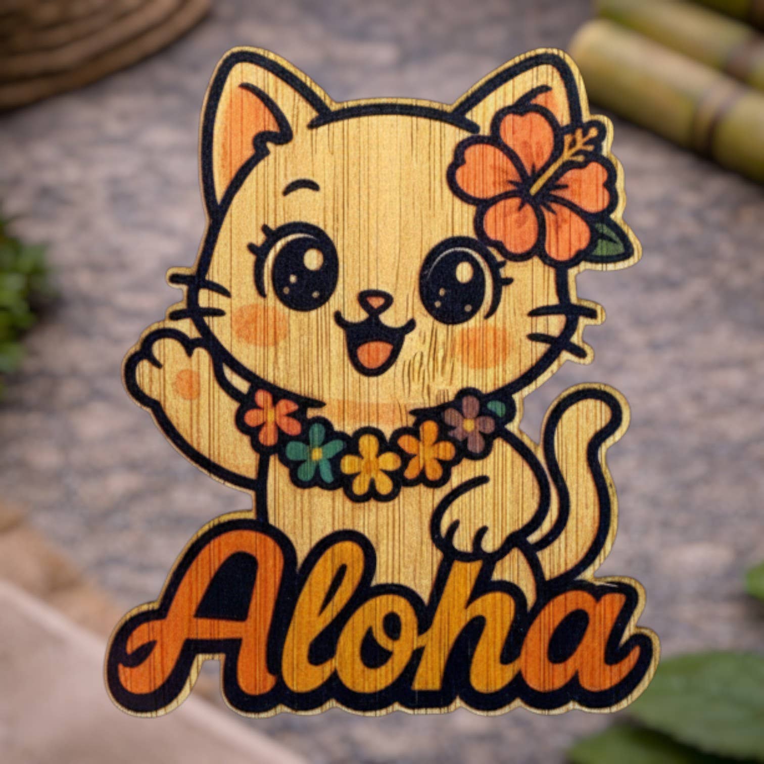 ALOHA CAT Bamboo Sticker