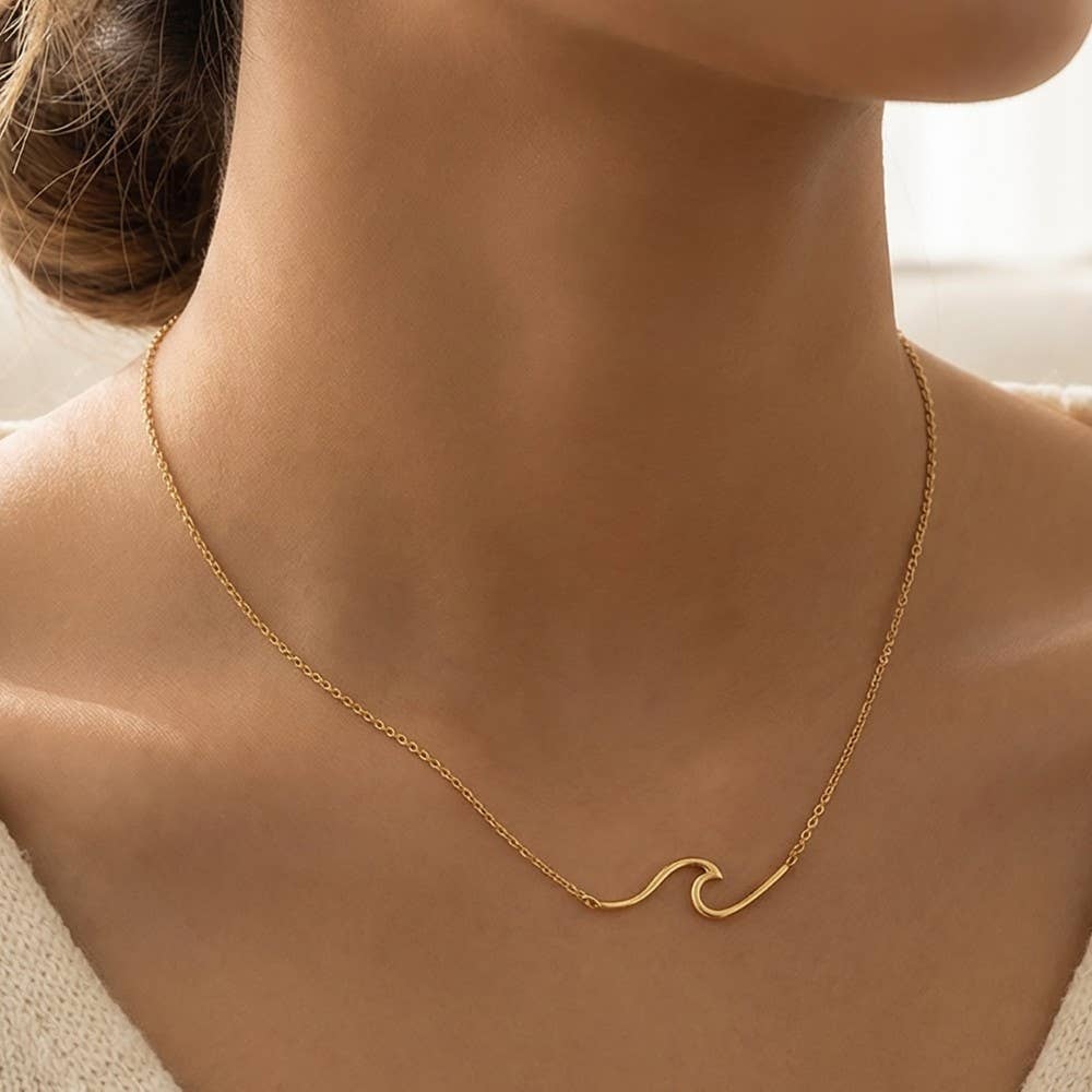 NALU Wave Pendant Gold Necklace