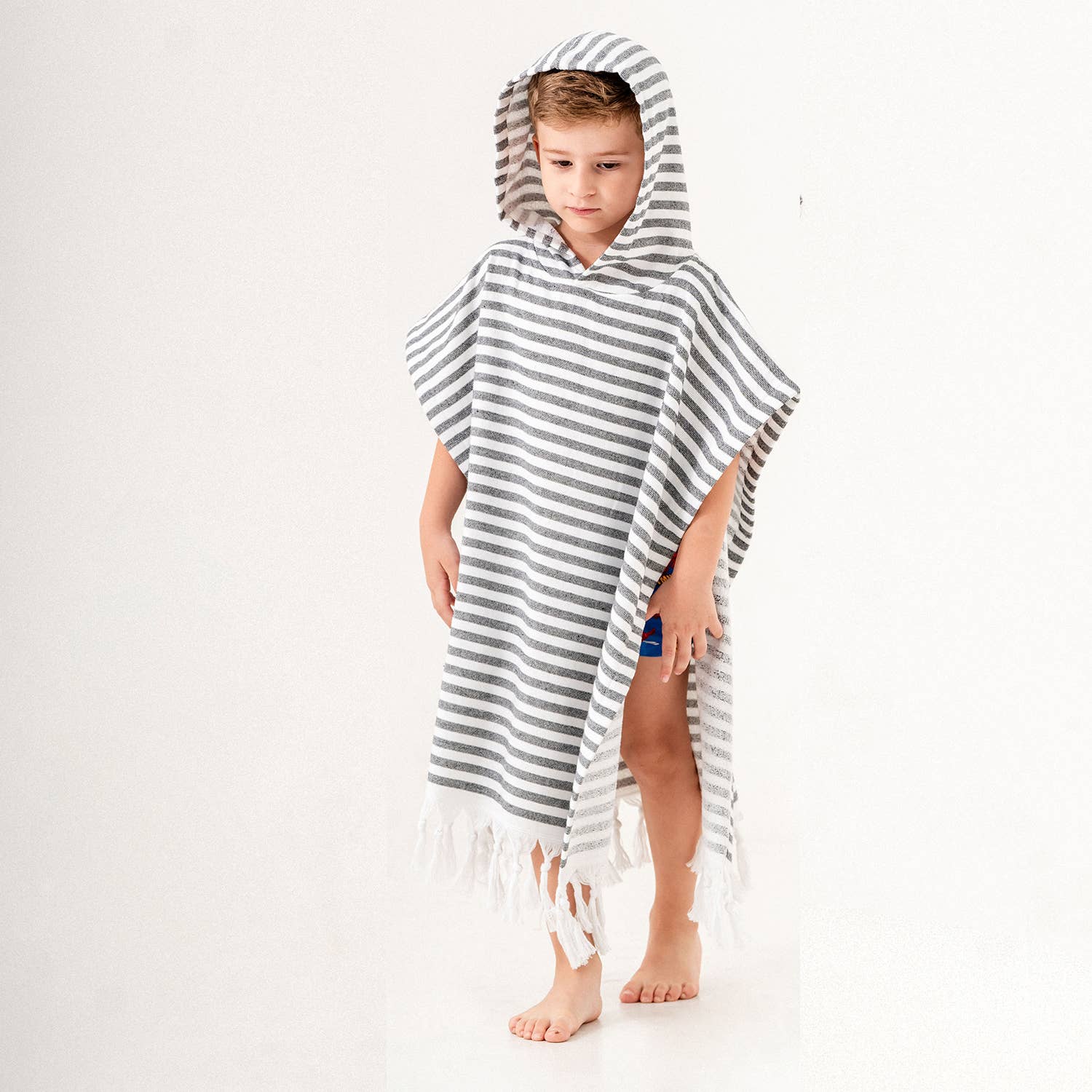 GREY STRIPE Kids Surf Poncho