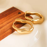 RIPPLES 18K Oval Hoop Earrings - Gold