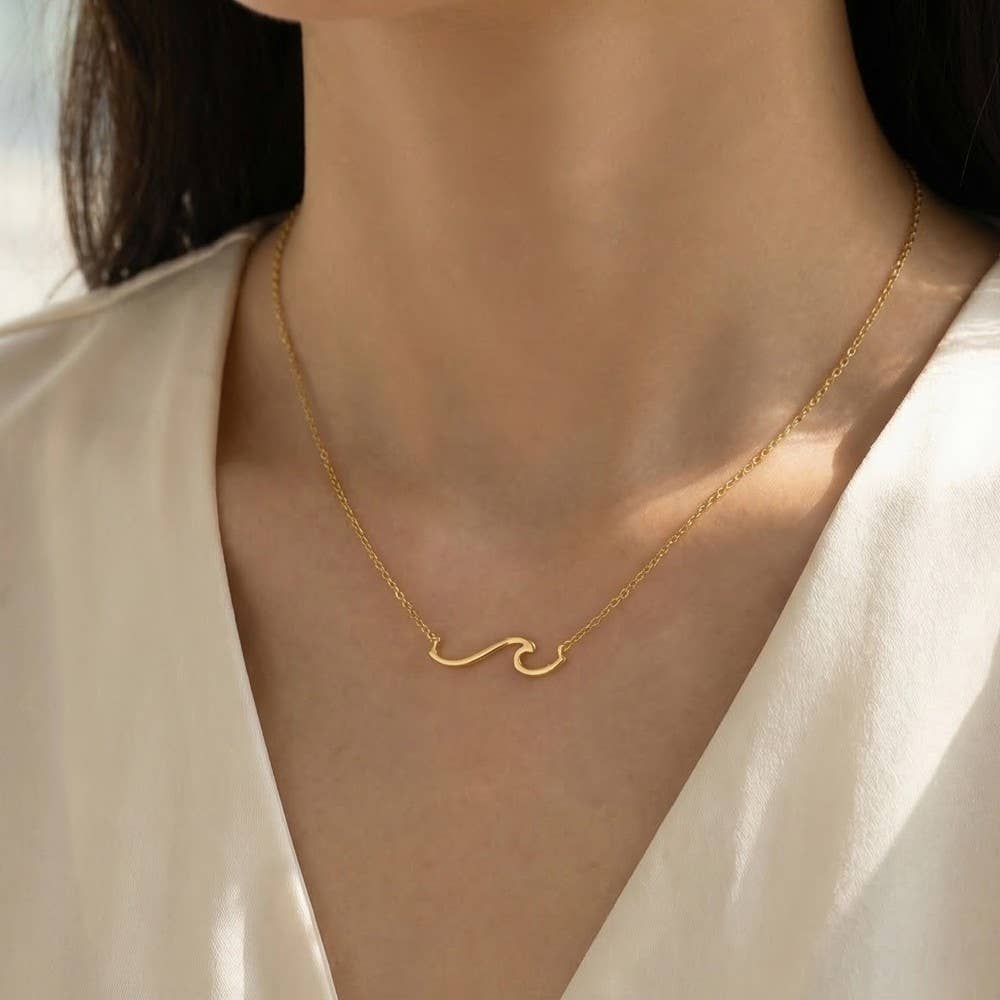 NALU Wave Pendant Plated Necklace